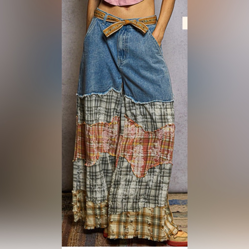 POL Patchwork Wide Leg Pant